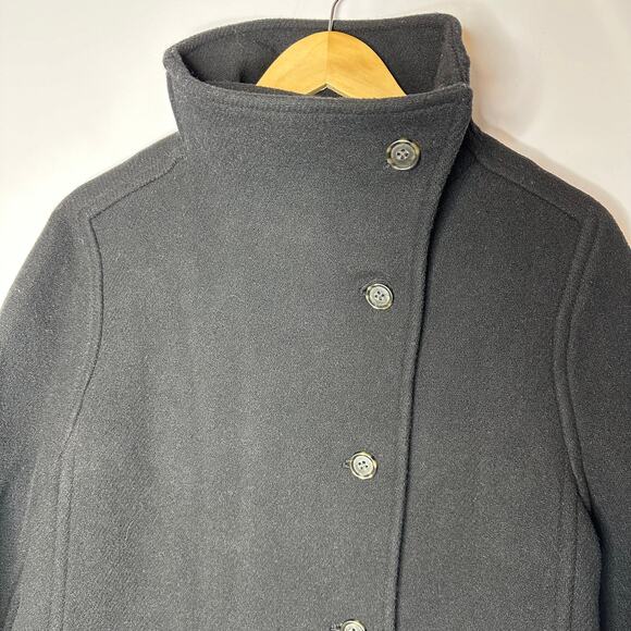 J.Crew Nello Gori Italian Stadium Cloth Villa Cocoon Black Wool Coat Size 2 Tall - Picture 6 of 12